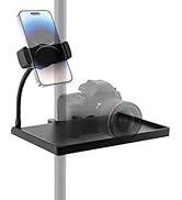 Microphone Stand Tray with Phone Holder, 7.87" x 5.51" Storage Shelf Clamp On Shelf Firm Rack Tra...