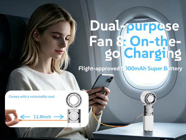 handheld fan with USB C charging