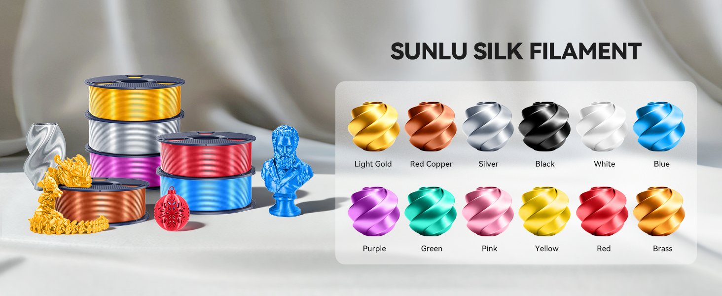 sunlu shiny silk pla plus Filament 1.75mm 3d printer filament sunlu filament 1kg silk filament