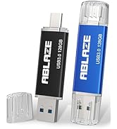 ABLAZE USB C Flash Drive 128GB 2 Pack, Dual USB 3.0+Type C Flash Drive Compatible with iPhone 16/...