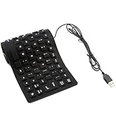 Foldable Silicone Keyboard Wired Portable Ultra Slim Flexible Rollup USB Wired Keyboard Waterproo...