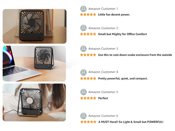 Koonie USB Desk Fan, Strong Wind Ultra Quiet Small Personal Fan