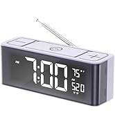 I·CODE Alarm Clock Radio, AM/FM Radio with Auto-on Timer, Dual Alarm, Snooze,Temperature,Loud Ala...