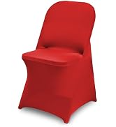 CYFFPKMN 10 Packs Red Spandex Stretch Folding Chair Covers for Wedding Party,Universal Fitted Was...