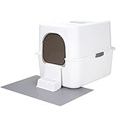 RIZZARI Cat Litter Box with Lid, Increased Entrance Height, Top Entry Enclosed Litter Box with Do...