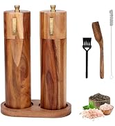 Foyucool Wooden Salt and Pepper Grinder Set, 8 inch Manual Salt and Pepper Mill with Brush and Sp...