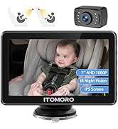 Itomoro Baby Car Camera 7 Inch 1080P Display, 360° Rotating Car Backseat Camera Easily Install Ca...