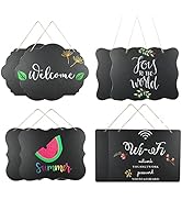 8 Pack Hanging Chalkboard Signs, 8X10 Inch Double Side Message Chalkboards with String, 4 Cute Sh...