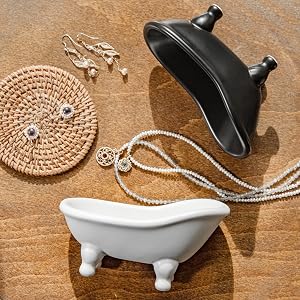 black and white soap dish