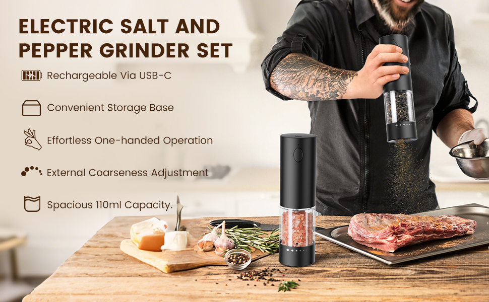 electric salt and pepper grinder set