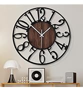 Large Wall Clock for Living Room Decor- Decorative Antique 24 inches or Larger Silent Non Ticking...