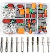 Amliber 168Pcs 12 Kits DT Connector Kit with 72 Pairs Barrel Style Solid Terminals 2 3 4 6 8 12 P...