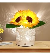 AMWGIMI Birthday Gifts for Women,Sunflower Flower Cordless LED Touch Table Lamp,3-Colour Infinite...