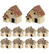 Angoily Miniature Houses for Crafts, 12 Pcs Fairy Gardens Stone House Mini Fairy Cottage Miniatur...