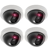 WALI Dummy Fake Security CCTV Dome Camera with Flashing Red LED Light with Security Alert Sticker...