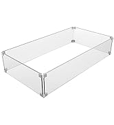 Grisun Fire Pit Glass Wind Guard - 29 x 13 x 6 inch, Thick Rectangular Heat-Resistant Tempered Gl...