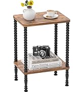 Homedawn Side Table, Small End Table, 2-Tier Nightstand with Storage Shelves, Sofa Table for Smal...