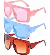 NLEYANB 3-Pack Y2K Square Sunglasses UV400 for Women Men, Retro Shades Beach Party Daily