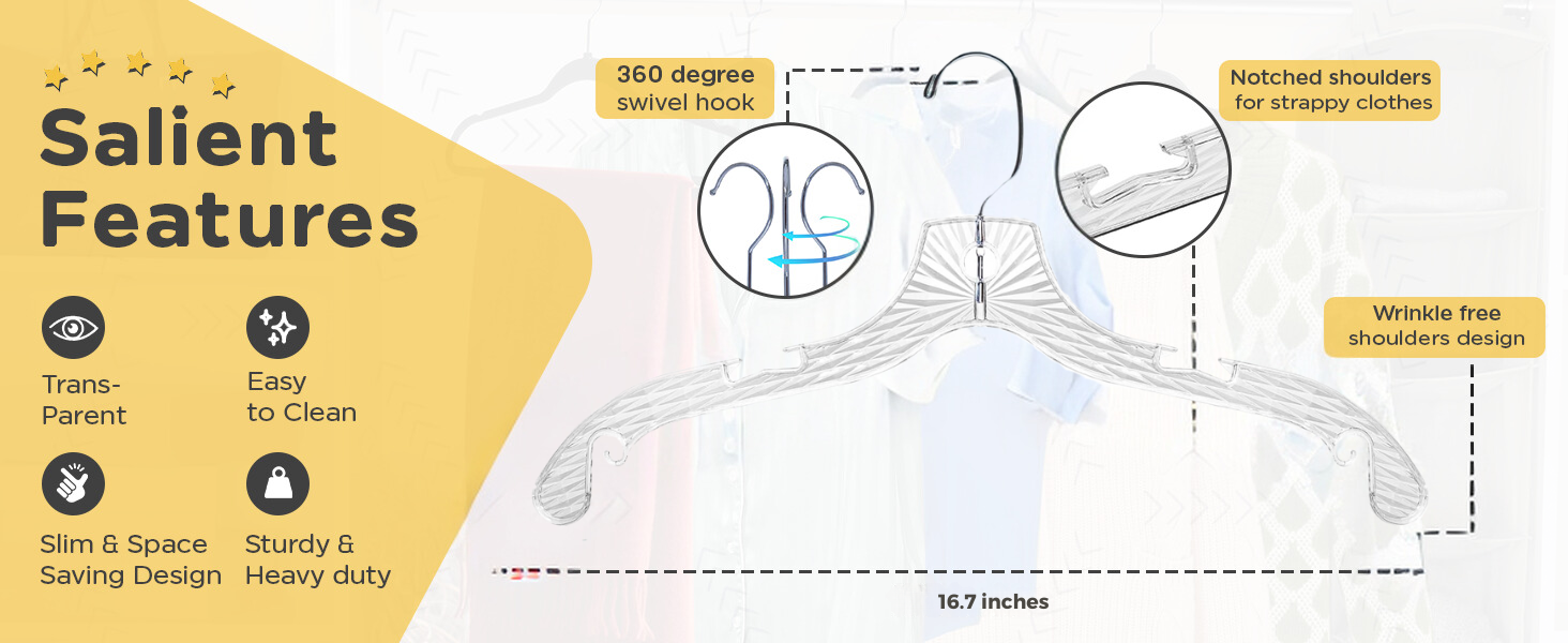 Easy to clean cleary hangers Lucite hangers 