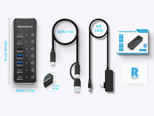 usb c hub with 3.3ft long cable