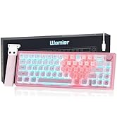 Womier 60% Gaming Keyboard Pink, QMK/VIA Topographic Mechanical Keyboard Creamy, Hot Swappable Ga...