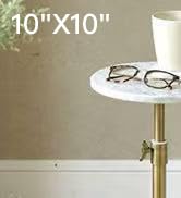 Adjustable-Height Marble Drink Table - 10x10x22-30, White Marble &amp; Antique Brass, Modern Round En...