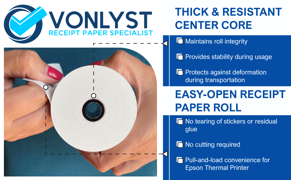 Epson Thermal Printer Paper Vonlyst Paper Receipt Thermal Paper Roll 3 1/8 x 230 