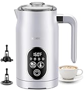 KIDISLE 4-in-1 Electric Milk Frother and Steamer with Auto Temperature Control, Warm & Cold Foam ...
