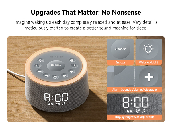 White Noise Alarm Clock for Bedrooms