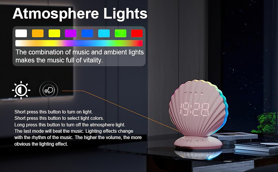 unicorn alarm clock,kids alarm clock boys,pink noise machine for sleep,teen alarm clock