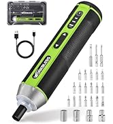WorkBless Electric Screwdriver Set, 3.7V Cordless Screwdriver with 3 Torque Settings, 300RPM & 5N...