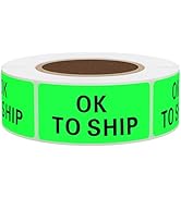 Hybsk OK to SHIP Stickers 1 x 2 inch Fluorescent Green Labels 500 Per Roll