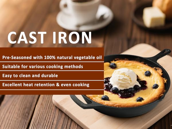 3 Pieces Cast Iron Skillet