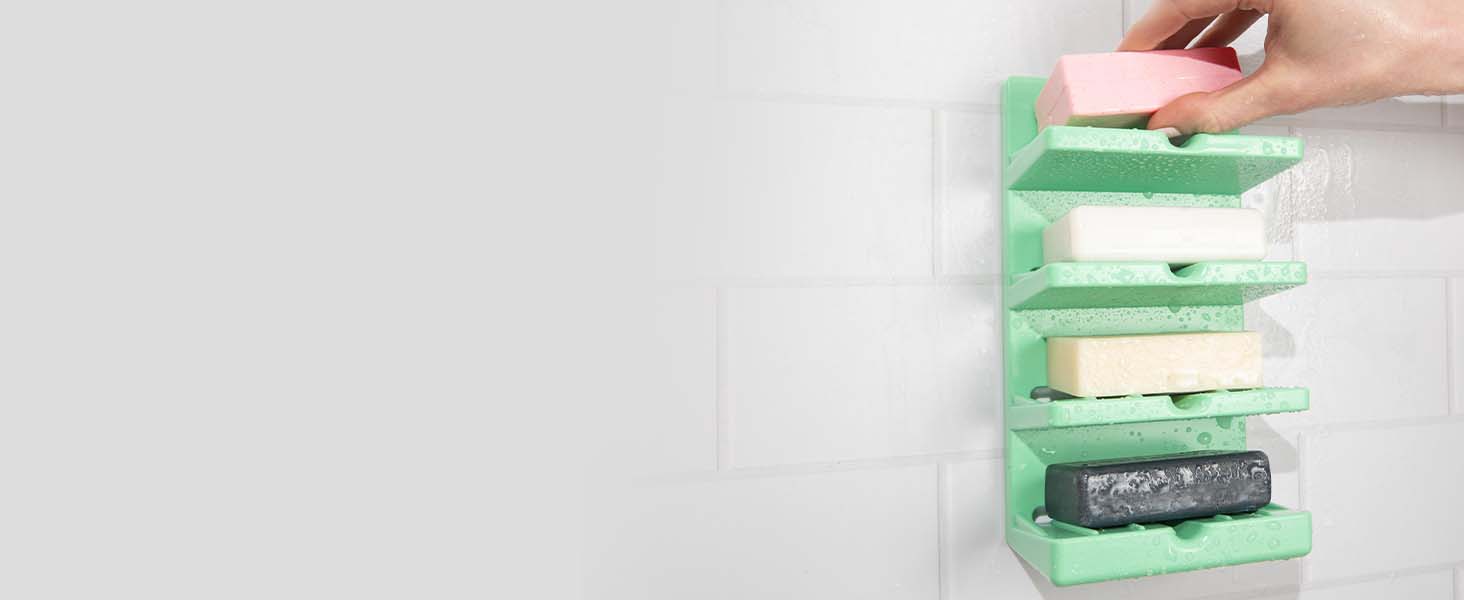 Bar Soap Tower with 4 bars on each shelf.