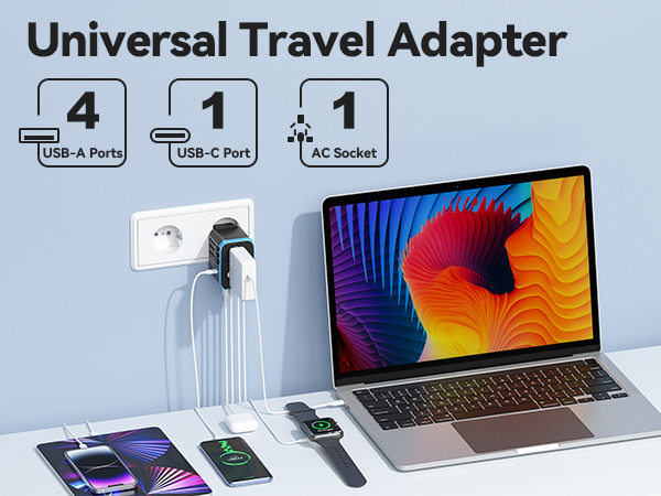 Universal travel adapter worldwide for 160 of the most travelled countries