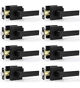 Estmoon 8 Pack Passage Door Handles Matte Black Door Levers, Interior Door Knobs Square Heavy Dut...