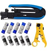 mxuteuk Coaxial Compression Tool Adjustable RG6 RG59 RG11 75-5 75-7 Coaxial Cable Stripper Coax C...
