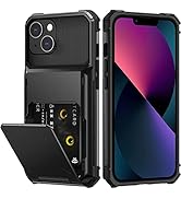 Nvollnoe for iPhone 13 Case with Card Holder[Store 5 Cards] Dual Layer Heavy Duty Shockproof iPho...