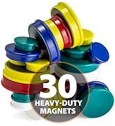 Officemate Assorted Heavy-Duty Magnets, Circles, Assorted Sizes &amp; Colors, 30/Tub (92501)