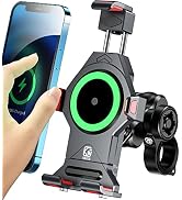 BRCOVAN Aluminum Alloy Motorcycle Phone Mount with Qi 15W Wireless Charger &amp; Vibration Dampener, ...