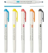 maikedepot 5pcs Friendly Colors Highlighters, Real Mild Highlighter Double Ended Marker Pens Chis...