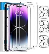 Fotbor for [3+3 Pack] iPhone 14 Pro Max Screen Protector with Camera Lens Protector, 9H Shatterpr...