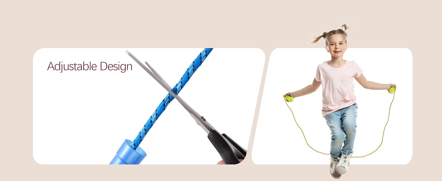 Our jump rope features an adjustable length to fit users of all heights.