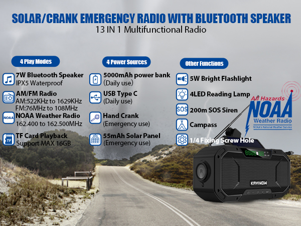 hand crank radio solar radio crank radio flashlight cell phone charger noaa emergency weather radio