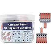 YQSIYU 14 Pcs Compact Lever Splicing Wire Connectors Kit, 1 in 5 Out DIY Splicing Wire Connectors...