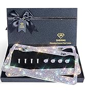 Shering Bling License Plate Frame, 2 Pack Frame with Premium Gift Box for Women,Rhinestone Frames...