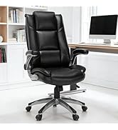 MALOL Leather Executive Office Chair - High Back Home Computer Desk Chair with Padded Flip-up Arm...