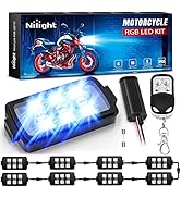 Nilight 8pcs Motorcycle RGB LED Strip Lights Kit Multi-Color Neon Waterproof Atmosphere Lights wi...