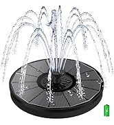 Yzert Solar Fountain with 2000 mAh Battery Backup Works in Cloudy, Glass Solar Powered Bird Bath ...