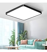 12 Inch 24W LED Ceiling Light Fixture Flush Mount, 5000K Daylight White Black Square LED Ceiling ...
